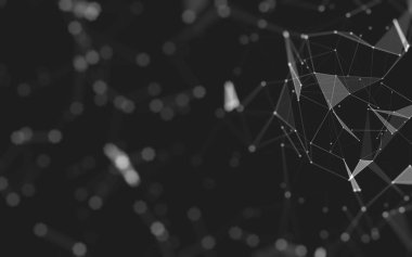 Noktaları ve çizgileri birleştiren soyut çokgen uzay düşük polyester arka plan. Bağlantı yapısı. 3d oluşturma