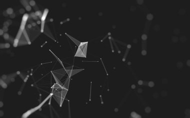 Noktaları ve çizgileri birleştiren soyut çokgen uzay düşük polyester arka plan. Bağlantı yapısı. 3d oluşturma