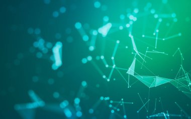 Noktaları ve çizgileri birleştiren soyut çokgen uzay düşük polyester arka plan. Bağlantı yapısı. 3d oluşturma