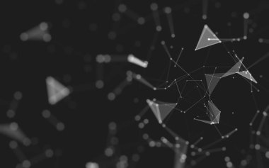 Çokgen alanı düşük Poli koyu arka plan, 3d render