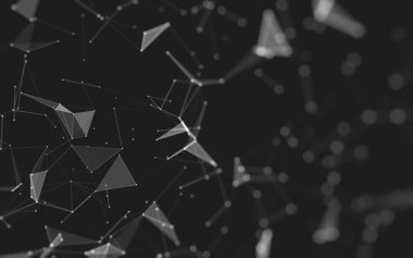 Çokgen alanı düşük Poli koyu arka plan, 3d render