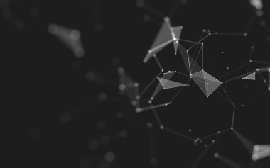 Çokgen alanı düşük Poli koyu arka plan, 3d render