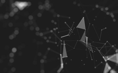 Çokgen alanı düşük Poli koyu arka plan, 3d render