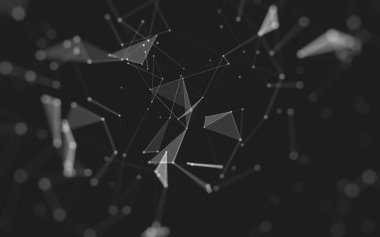 Çokgen alanı düşük Poli koyu arka plan, 3d render