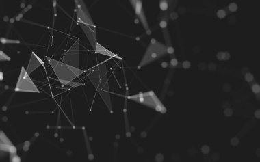 Çokgen alanı düşük Poli koyu arka plan, 3d render