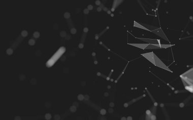 Çokgen alanı düşük Poli koyu arka plan, 3d render