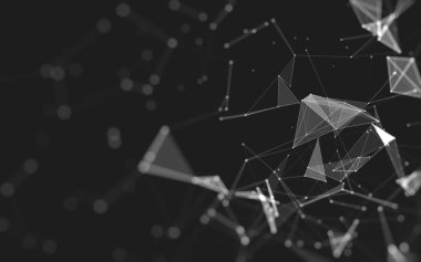 Çokgen alanı düşük Poli koyu arka plan, 3d render