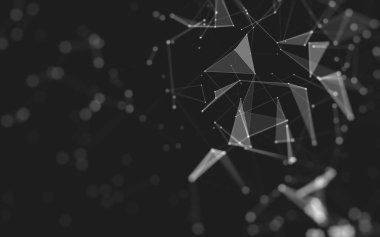 Çokgen alanı düşük Poli koyu arka plan, 3d render