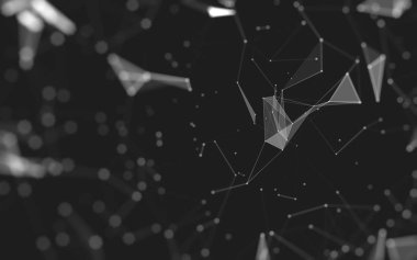 Çokgen alanı düşük Poli koyu arka plan, 3d render