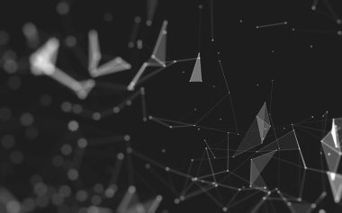 Çokgen alanı düşük Poli koyu arka plan, 3d render