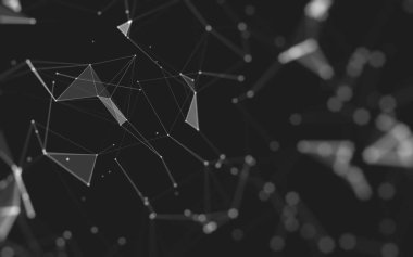 Çokgen alanı düşük Poli koyu arka plan, 3d render