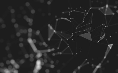 Çokgen alanı düşük Poli koyu arka plan, 3d render