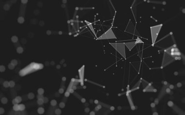 Çokgen alanı düşük Poli koyu arka plan, 3d render