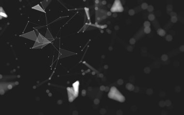 Çokgen alanı düşük Poli koyu arka plan, 3d render