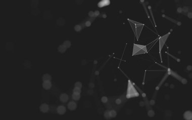 Çokgen alanı düşük Poli koyu arka plan, 3d render