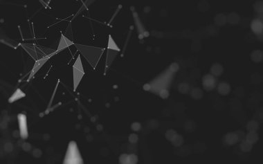 Çokgen alanı düşük Poli koyu arka plan, 3d render