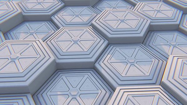 Fundo abstrato hexagonal geométrico branco. Ilustração 3D — Fotografia de Stock