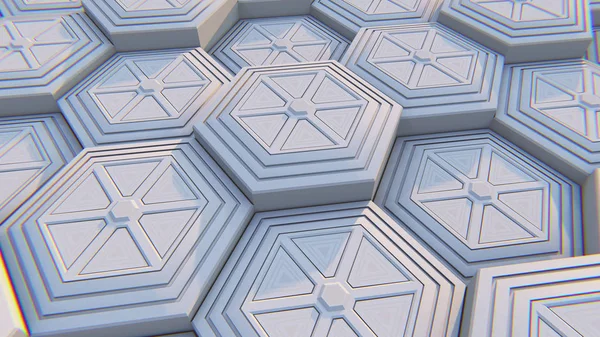 Fundo abstrato hexagonal geométrico branco. Ilustração 3D — Fotografia de Stock