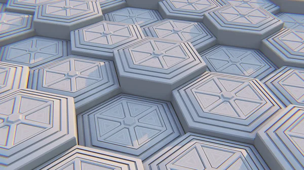 Witte geometrische hexagonale abstracte achtergrond. 3d illustratie — Stockfoto