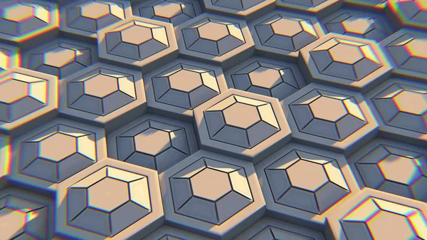 Vit geometrisk hexagonal abstrakt bakgrund. 3D-illustration — Stockfoto