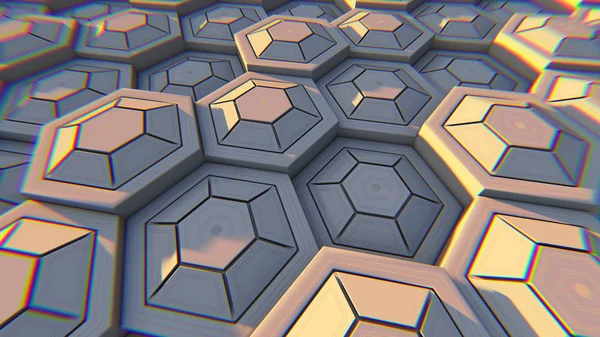 Fundo abstrato hexagonal geométrico branco. Ilustração 3D — Fotografia de Stock