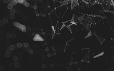 Çokgen alanı düşük Poli koyu arka plan, 3d render