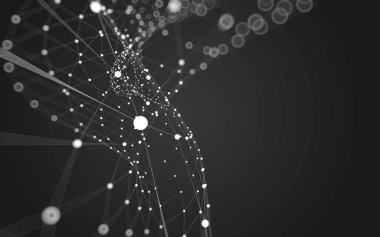 Çokgen alanı düşük Poli koyu arka plan, 3d render