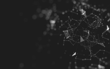 Çokgen alanı düşük Poli koyu arka plan, 3d render