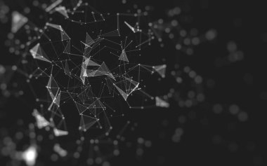 Çokgen alanı düşük Poli koyu arka plan, 3d render