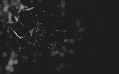 Çokgen alanı düşük Poli koyu arka plan, 3d render