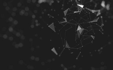 Çokgen alanı düşük Poli koyu arka plan, 3d render