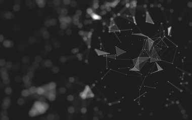 Çokgen alanı düşük Poli koyu arka plan, 3d render