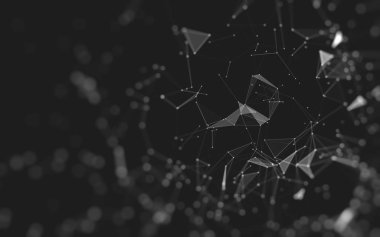 Çokgen alanı düşük Poli koyu arka plan, 3d render