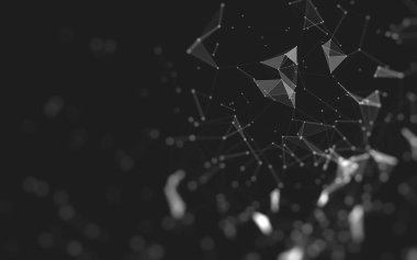 Çokgen alanı düşük Poli koyu arka plan, 3d render