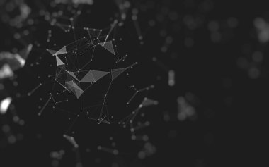 Çokgen alanı düşük Poli koyu arka plan, 3d render