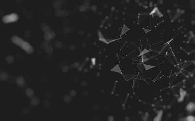 Çokgen alanı düşük Poli koyu arka plan, 3d render