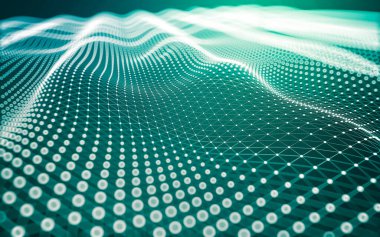 Soyut arkaplan. Çokgen şekilli molekül teknolojisi, noktaları ve çizgileri birleştiriyor. Bağlantı yapısı. Büyük veri görselleştirmesi.