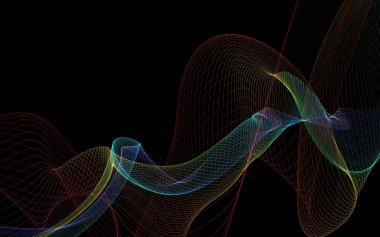 Parlayan soyut dalgalar ve soyut arkaplan ile koyu soyut arkaplan