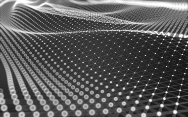 Soyut arkaplan. Çokgen şekilli molekül teknolojisi, noktaları ve çizgileri birleştiriyor. Bağlantı yapısı. Büyük veri görselleştirmesi. 