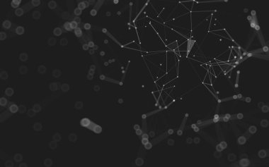 Soyut arkaplan. Çokgen şekilli molekül teknolojisi, noktaları ve çizgileri birleştiriyor. Bağlantı yapısı. Büyük veri görselleştirmesi. 