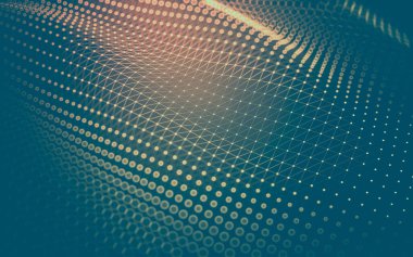 Soyut arkaplan. Çokgen şekilli molekül teknolojisi, noktaları ve çizgileri birleştiriyor. Bağlantı yapısı. Büyük veri görselleştirmesi.