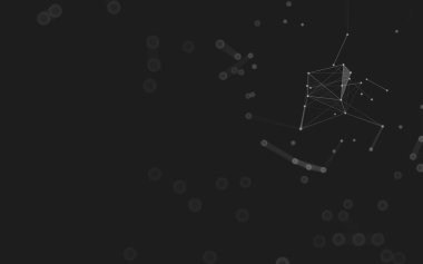 Soyut arkaplan. Çokgen şekilli molekül teknolojisi, noktaları ve çizgileri birleştiriyor. Bağlantı yapısı. Büyük veri görselleştirmesi. 