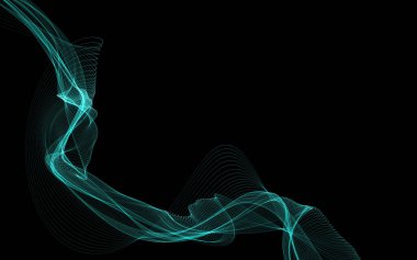 Parlayan soyut dalgalar ve soyut arkaplan ile koyu soyut arkaplan