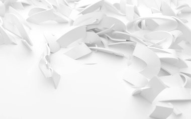 Soyut Eğri Şekiller. Beyaz Dairesel Arkaplan. Soyut arkaplan. 3d illüstrasyon