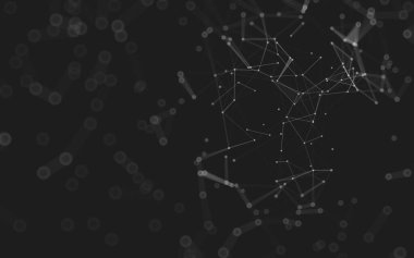 Soyut arkaplan. Çokgen şekilli molekül teknolojisi, noktaları ve çizgileri birleştiriyor. Bağlantı yapısı. Büyük veri görselleştirmesi. 