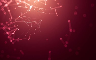 Soyut arkaplan. Çokgen şekilli molekül teknolojisi, noktaları ve çizgileri birleştiriyor. Bağlantı yapısı. Büyük veri görselleştirmesi.