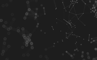 Soyut arkaplan. Çokgen şekilli molekül teknolojisi, noktaları ve çizgileri birleştiriyor. Bağlantı yapısı. Büyük veri görselleştirmesi. 