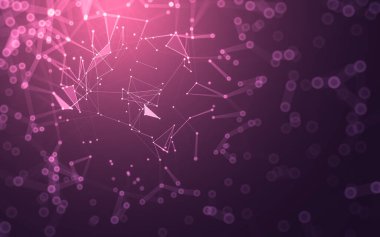 Soyut arkaplan. Çokgen şekilli molekül teknolojisi, noktaları ve çizgileri birleştiriyor. Bağlantı yapısı. Büyük veri görselleştirmesi.