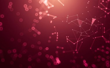 Soyut arkaplan. Çokgen şekilli molekül teknolojisi, noktaları ve çizgileri birleştiriyor. Bağlantı yapısı. Büyük veri görselleştirmesi.