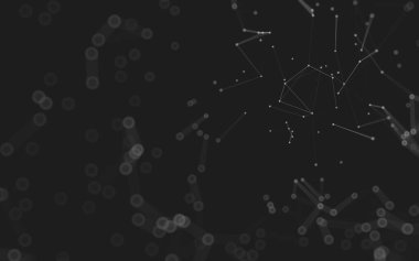 Soyut arkaplan. Çokgen şekilli molekül teknolojisi, noktaları ve çizgileri birleştiriyor. Bağlantı yapısı. Büyük veri görselleştirmesi. 